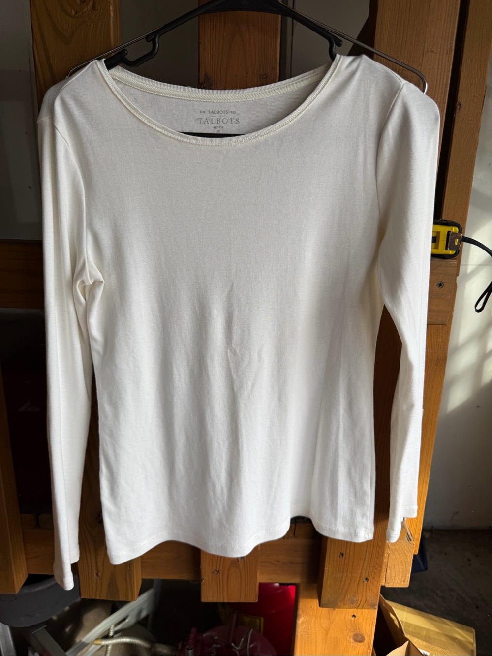 Talbots Cream Long-Sleeve Scoop Neck Tee